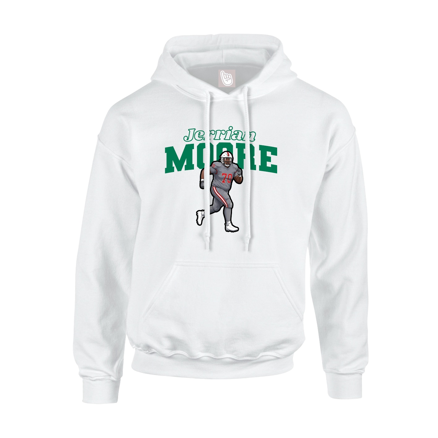 Youth Hoodie — Name Arch in White