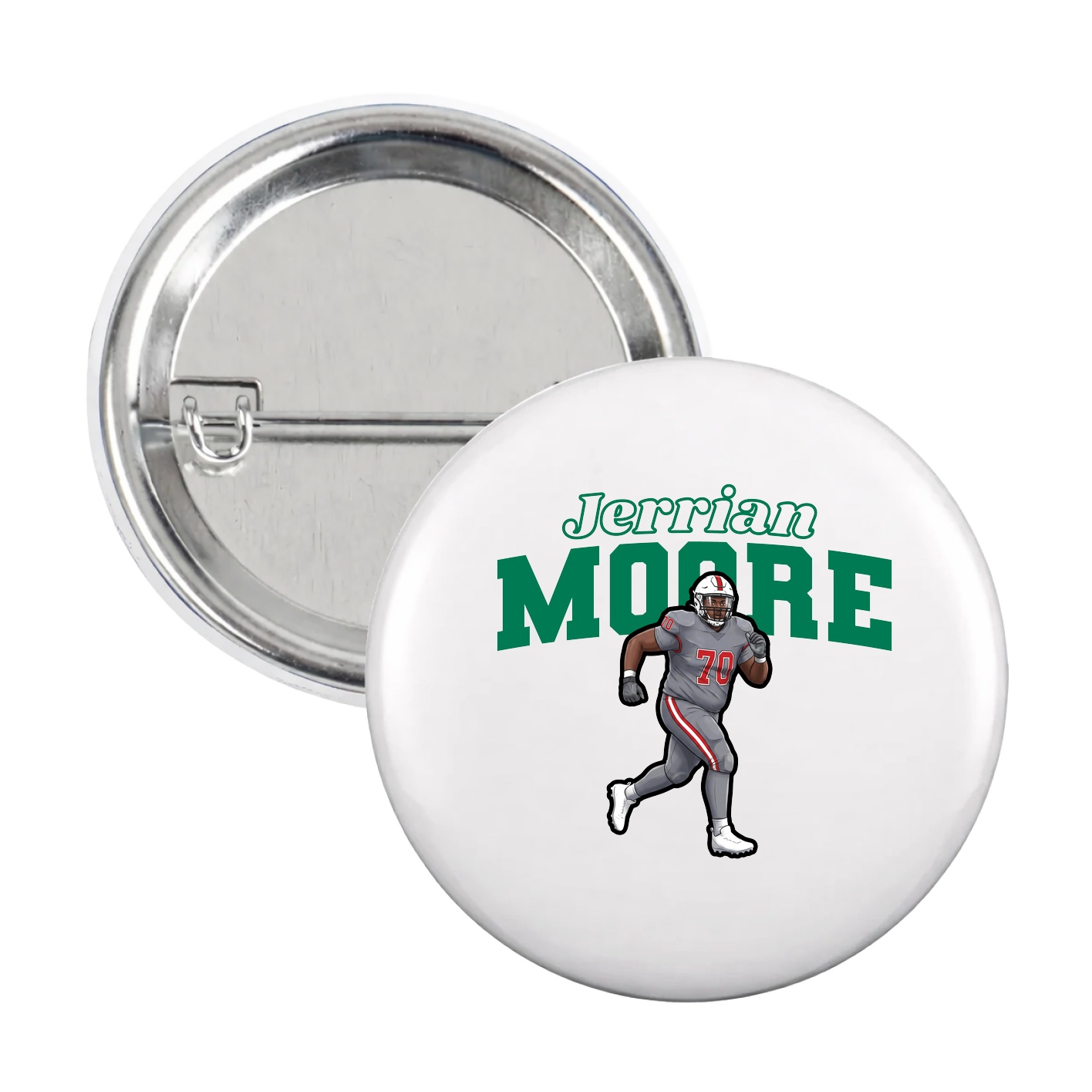 Game Day Button — Name Arch in White