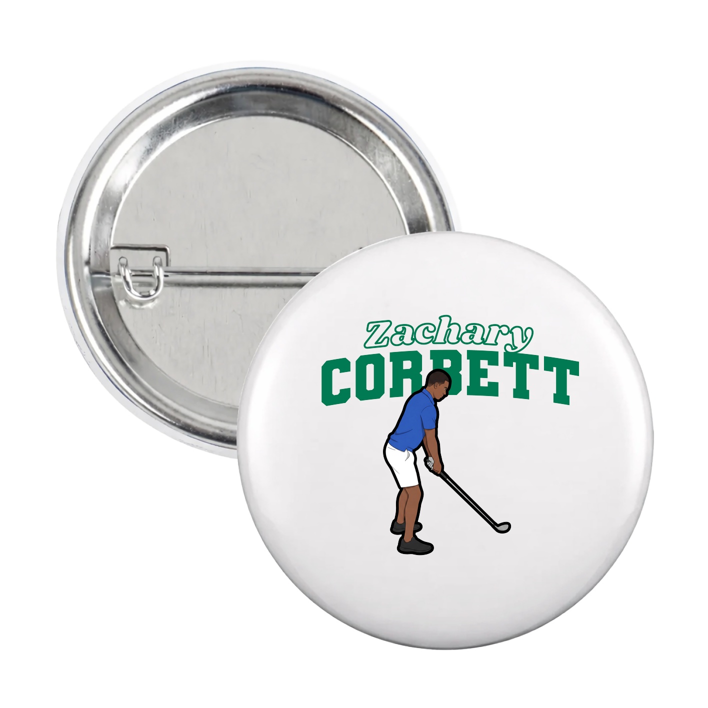 Game Day Button — Name Arch in White