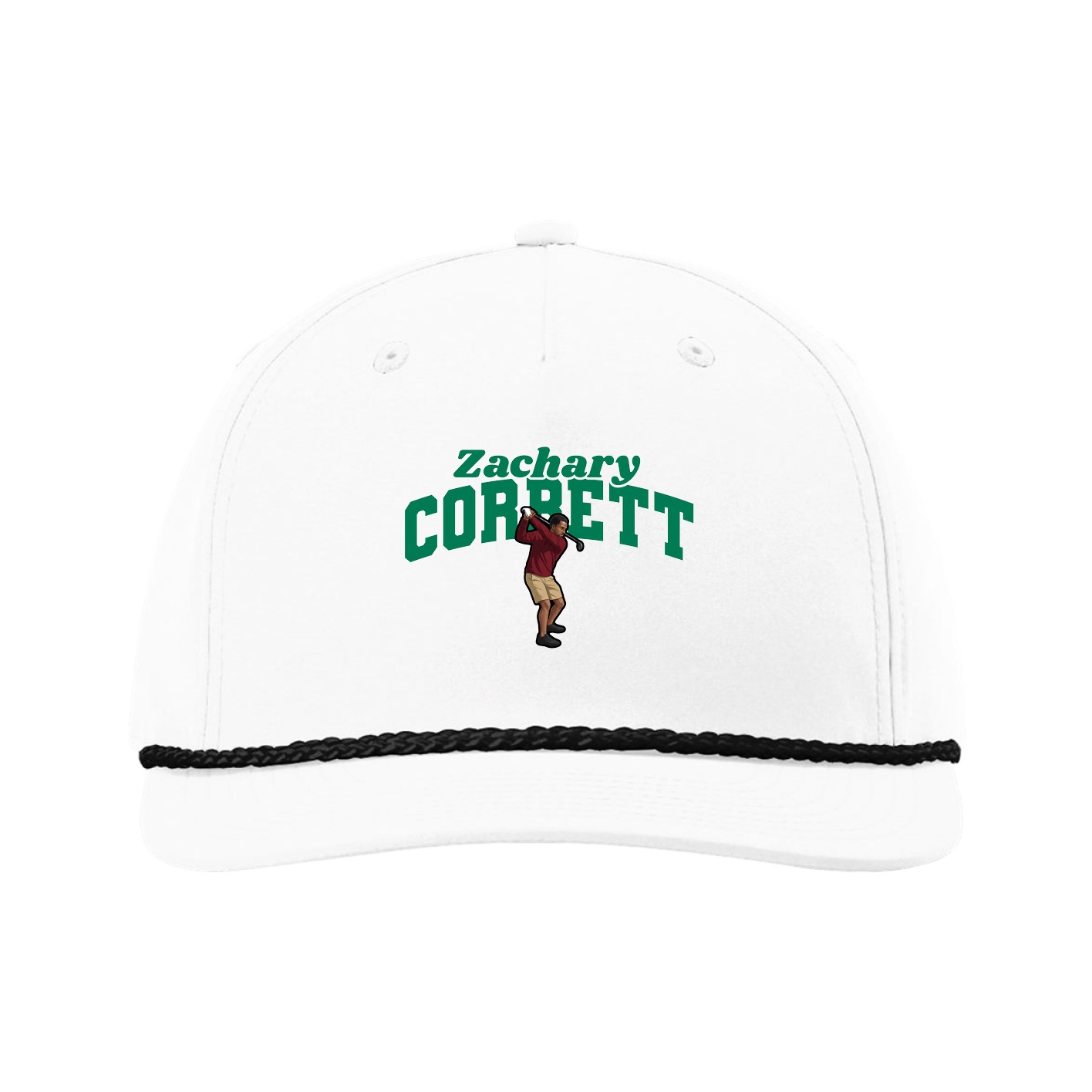 Five-Panel Classic Rope Cap — Signature Arch in White