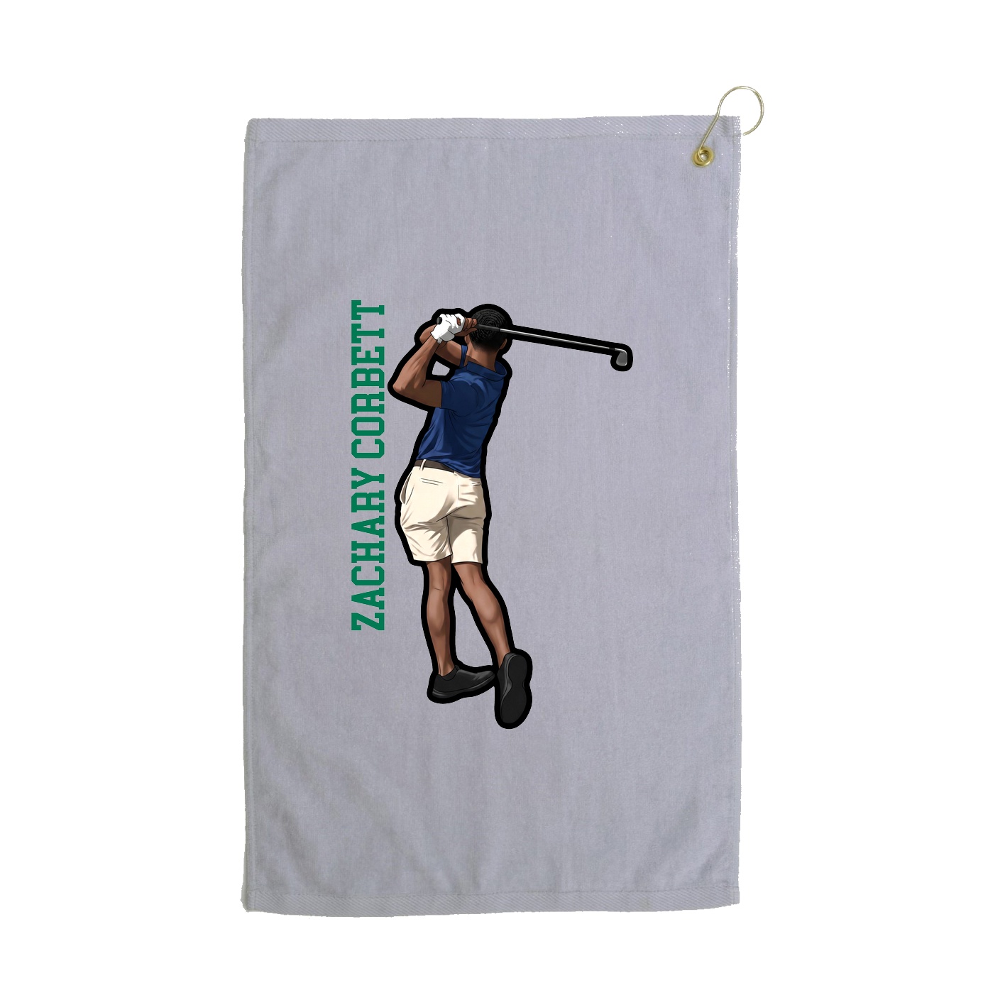 Golf Towel — Name Vertical in Grey