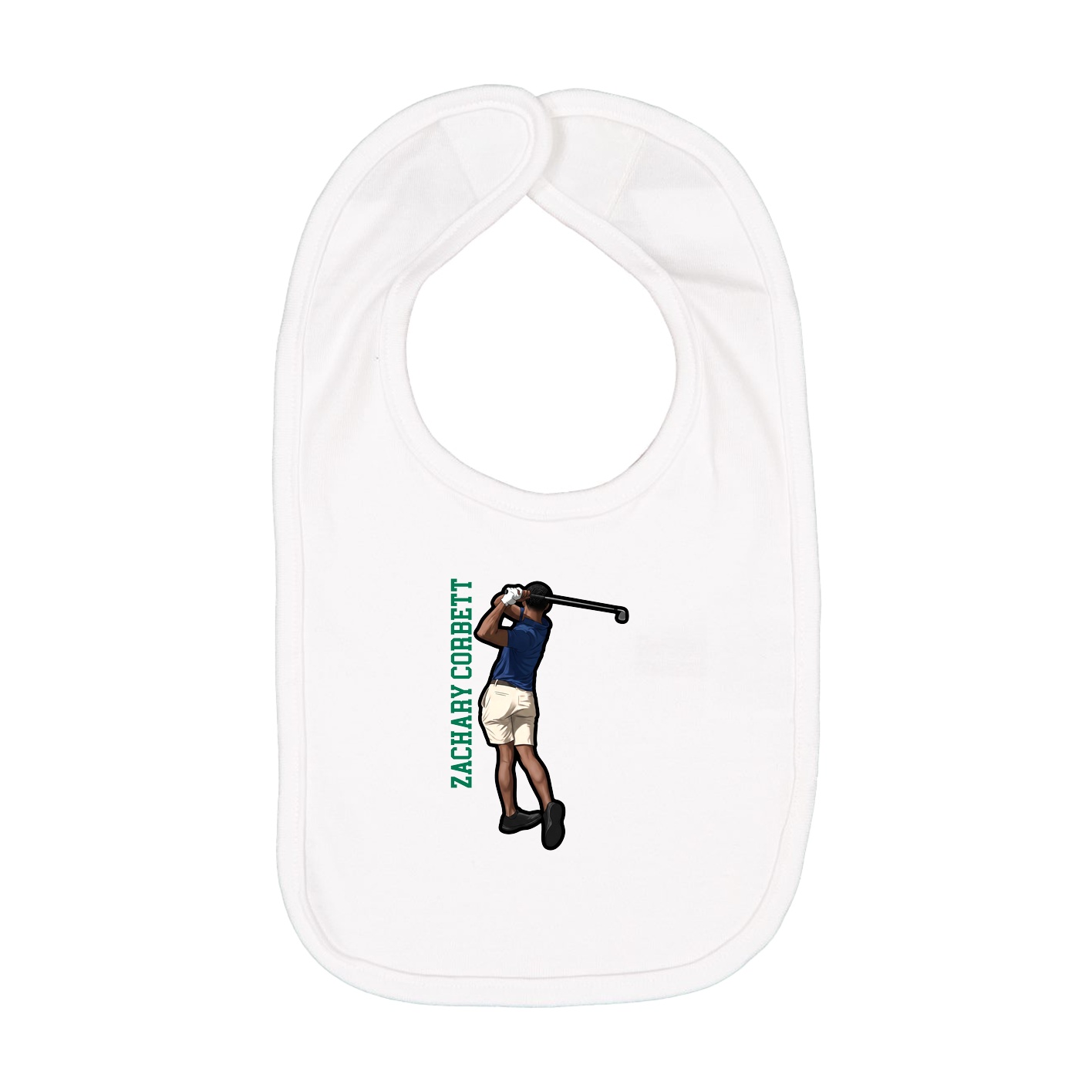 Infant Bib — Name Vertical in White