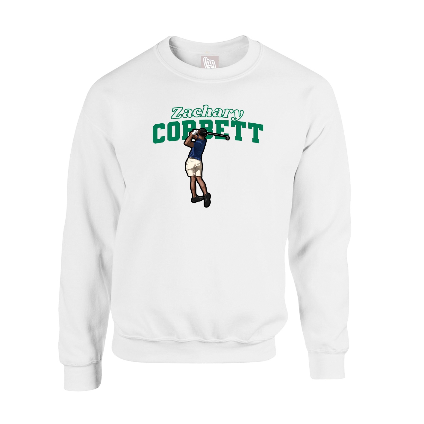 Fleece Crew — Name Arch in White