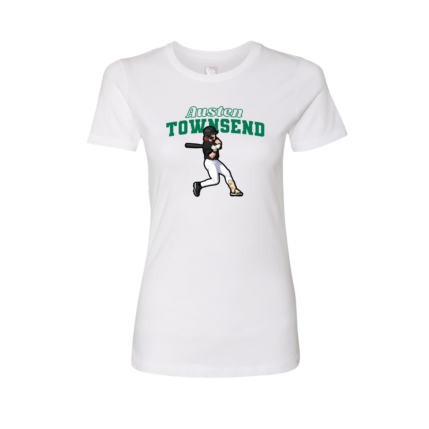 Fitted Women's Tee — Name Arch in White