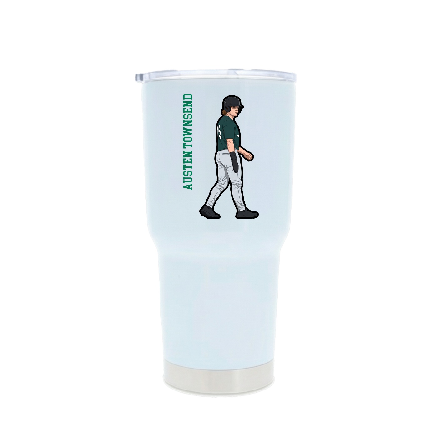 30oz Stainless Steel Tumbler — Name Vertical in White