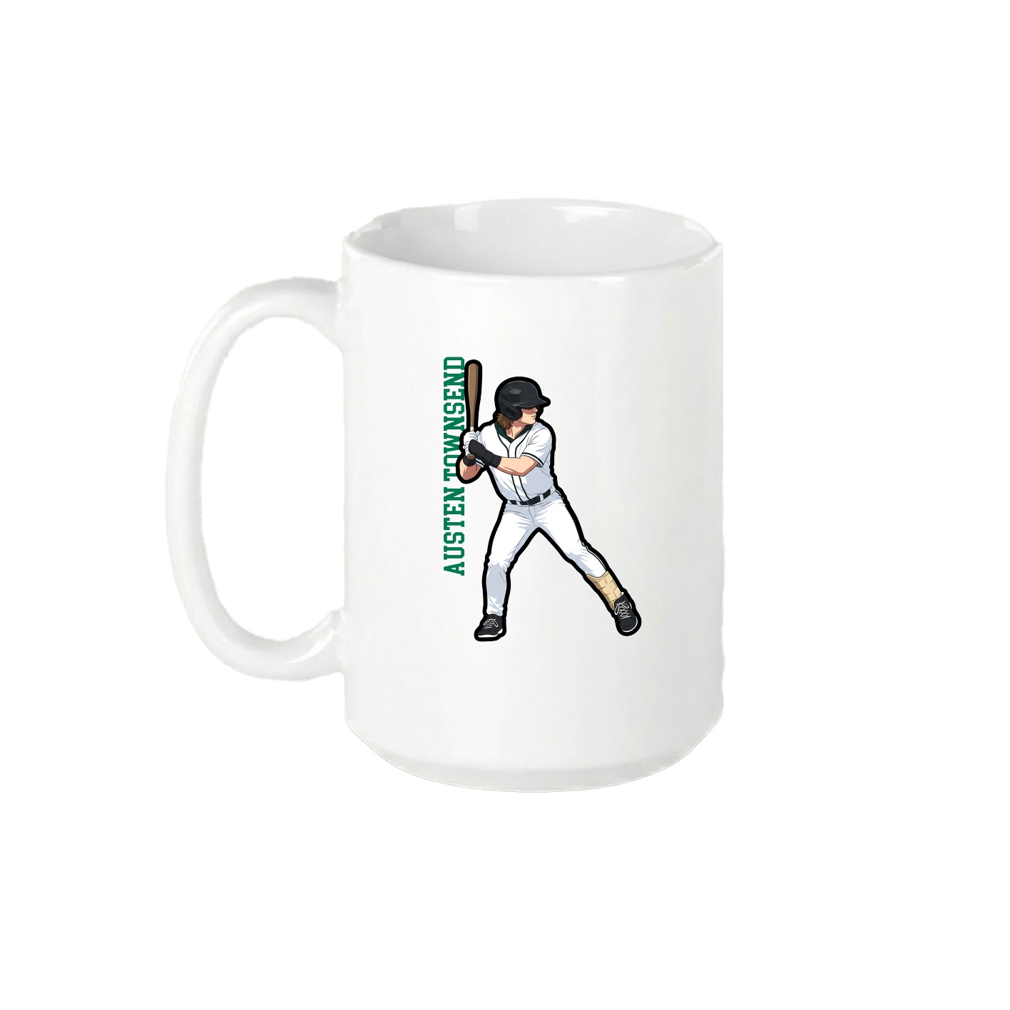 15oz Coffee Mug — Name Vertical in White