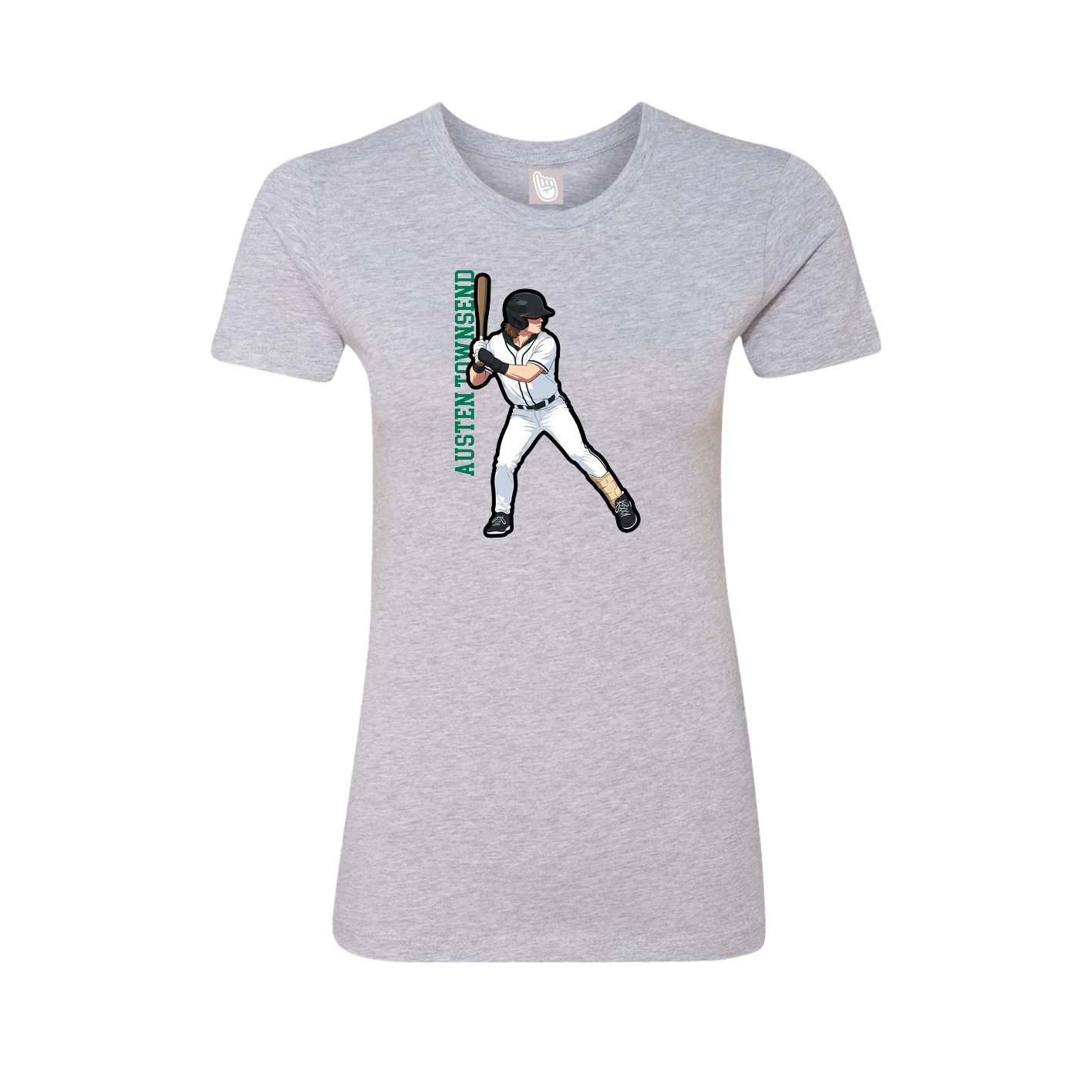 Fitted Women's Tee — Name Vertical in Grey