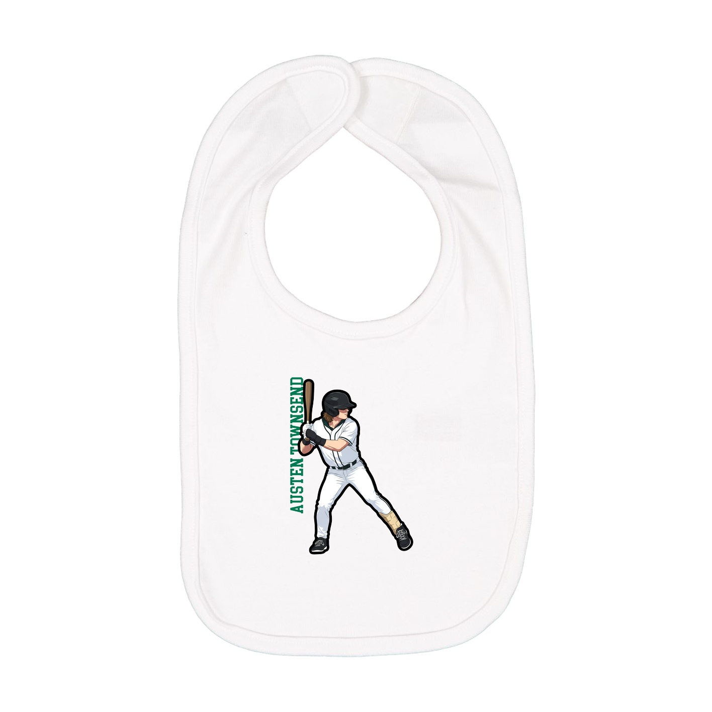 Infant Bib — Name Vertical in White