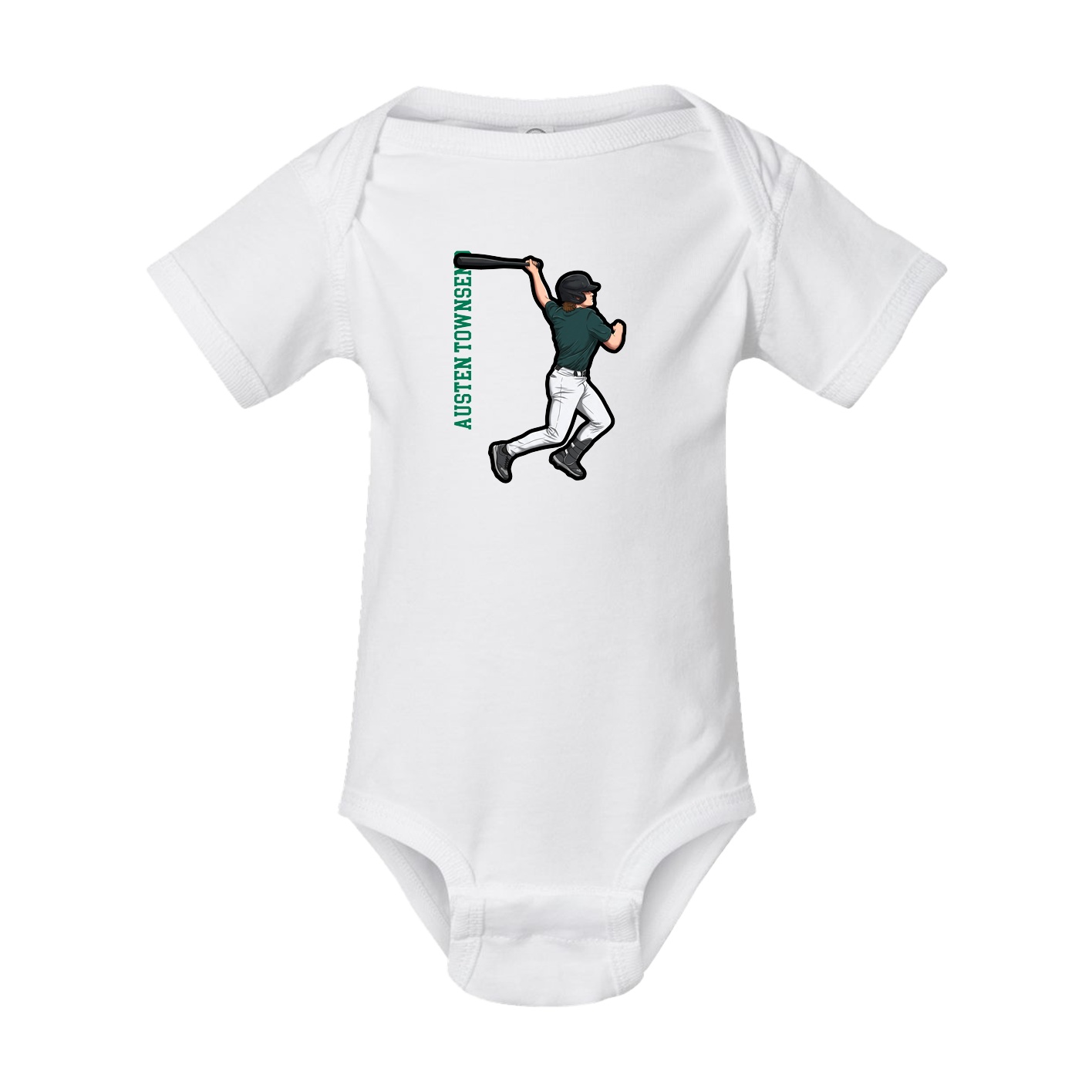 Baby Onesie — Name Vertical in White