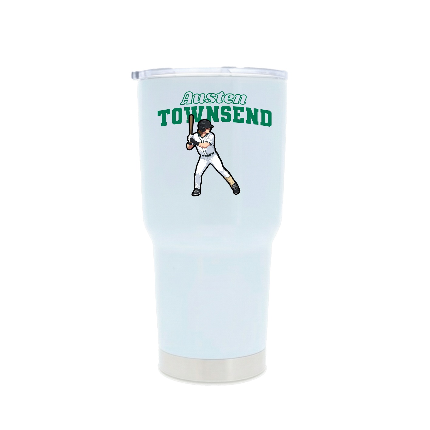 30oz Stainless Steel Tumbler — Name Arch in White