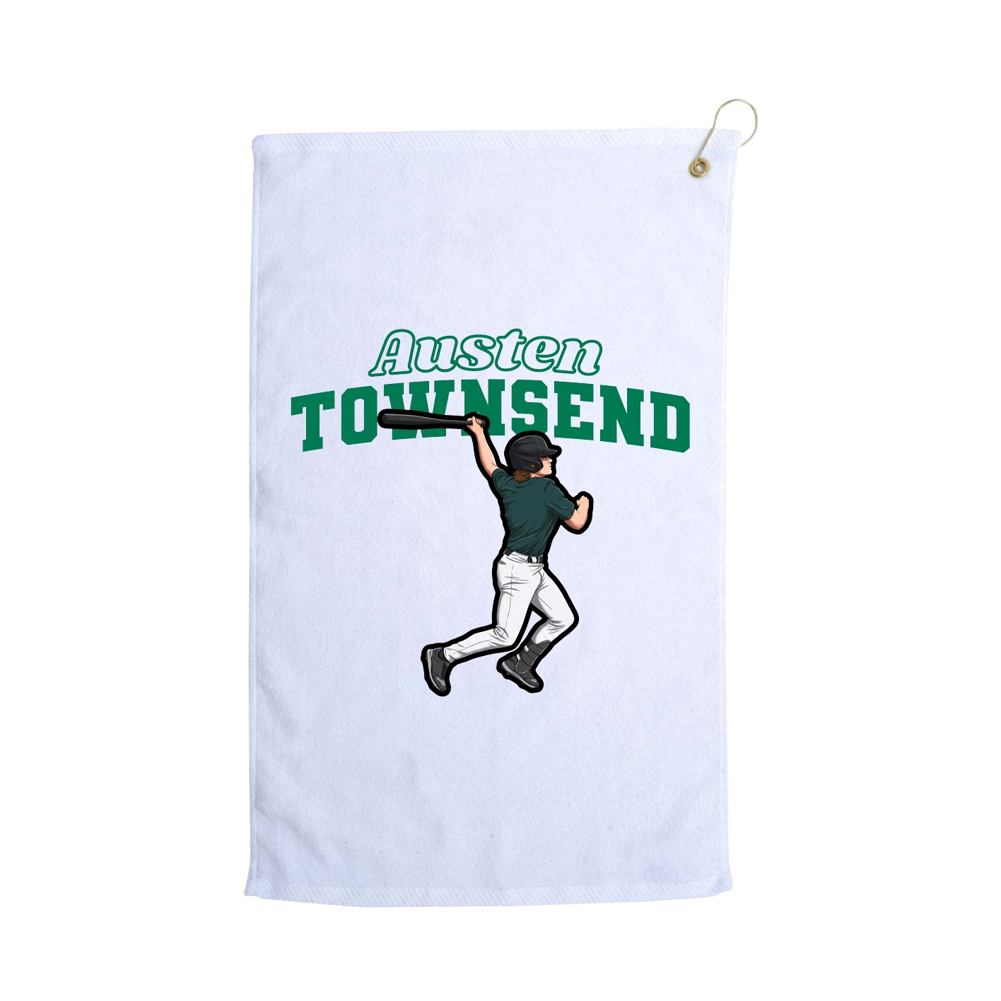 Golf Towel — Name Arch in White