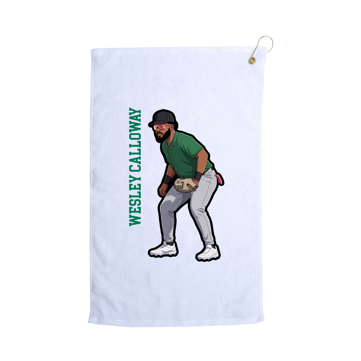 Golf Towel — Name Vertical in White