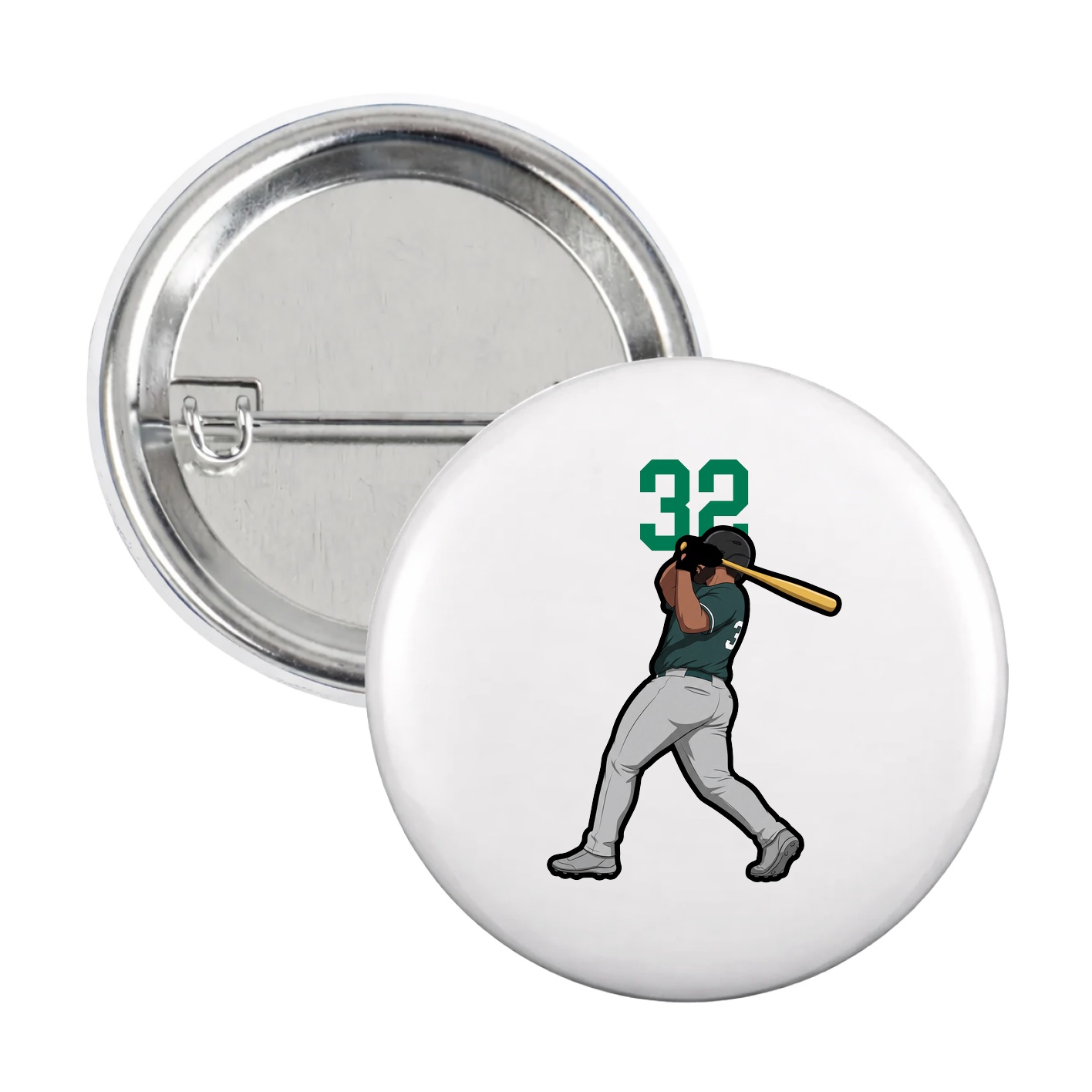 Game Day Button — Number Top in White