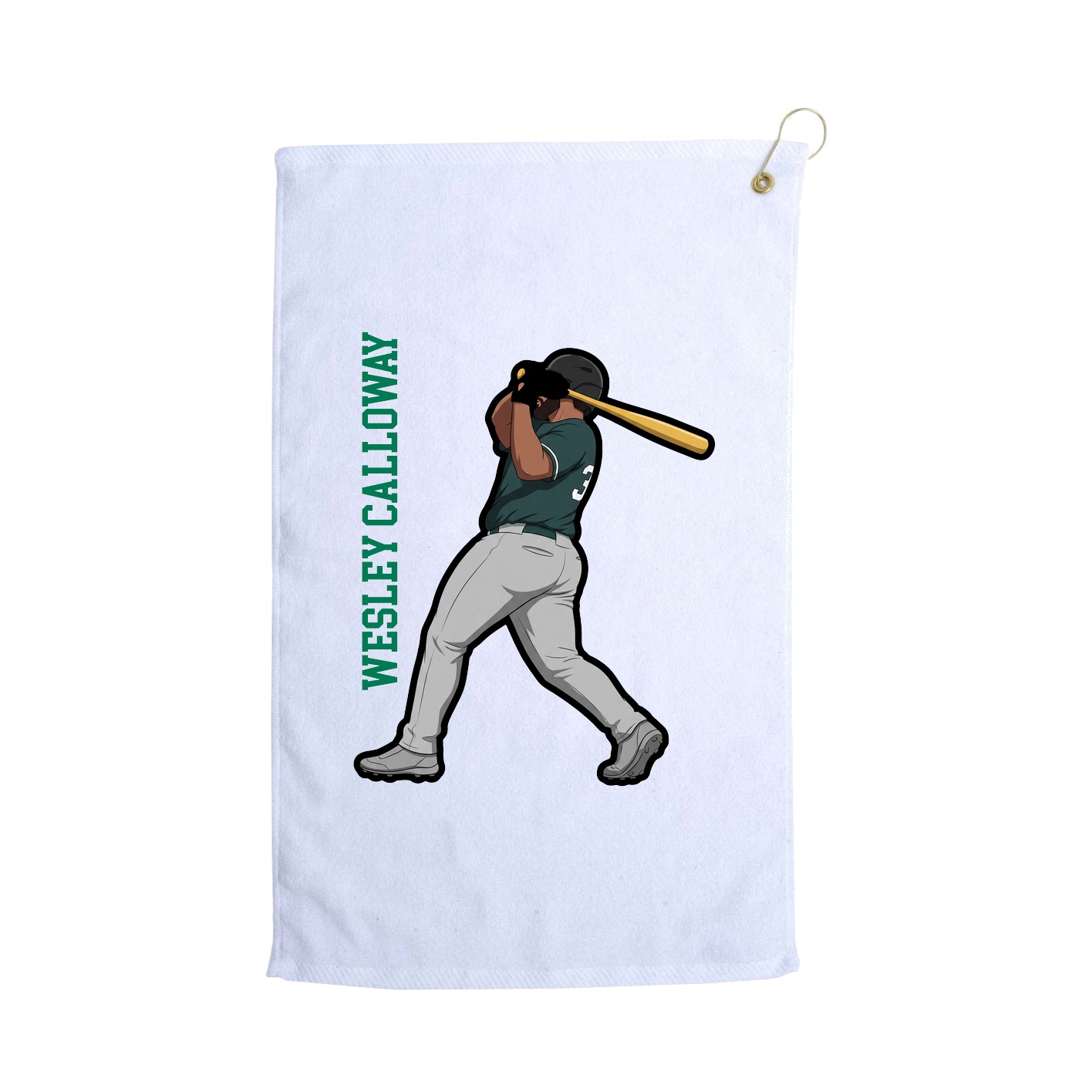 Golf Towel — Name Vertical in White