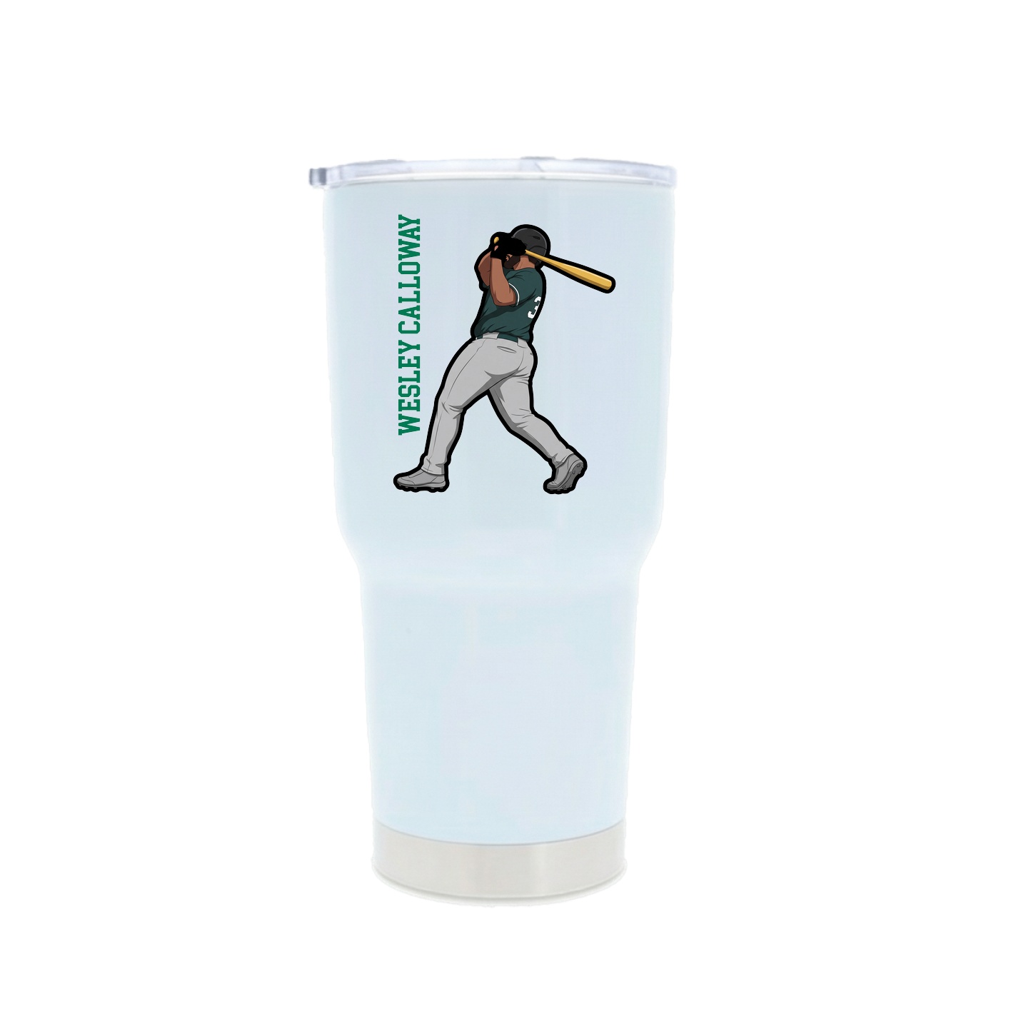 30oz Stainless Steel Tumbler — Name Vertical in White