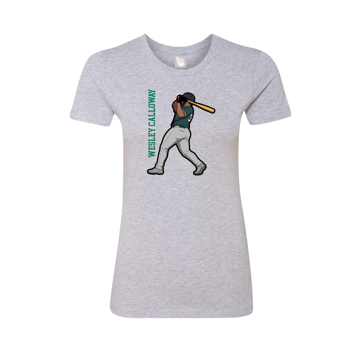 Fitted Women's Tee — Name Vertical in Grey