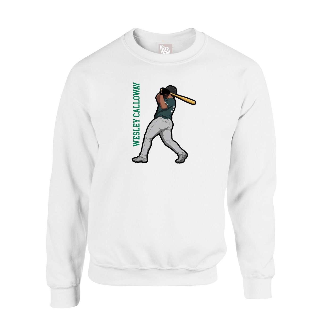 Fleece Crew — Name Vertical in White