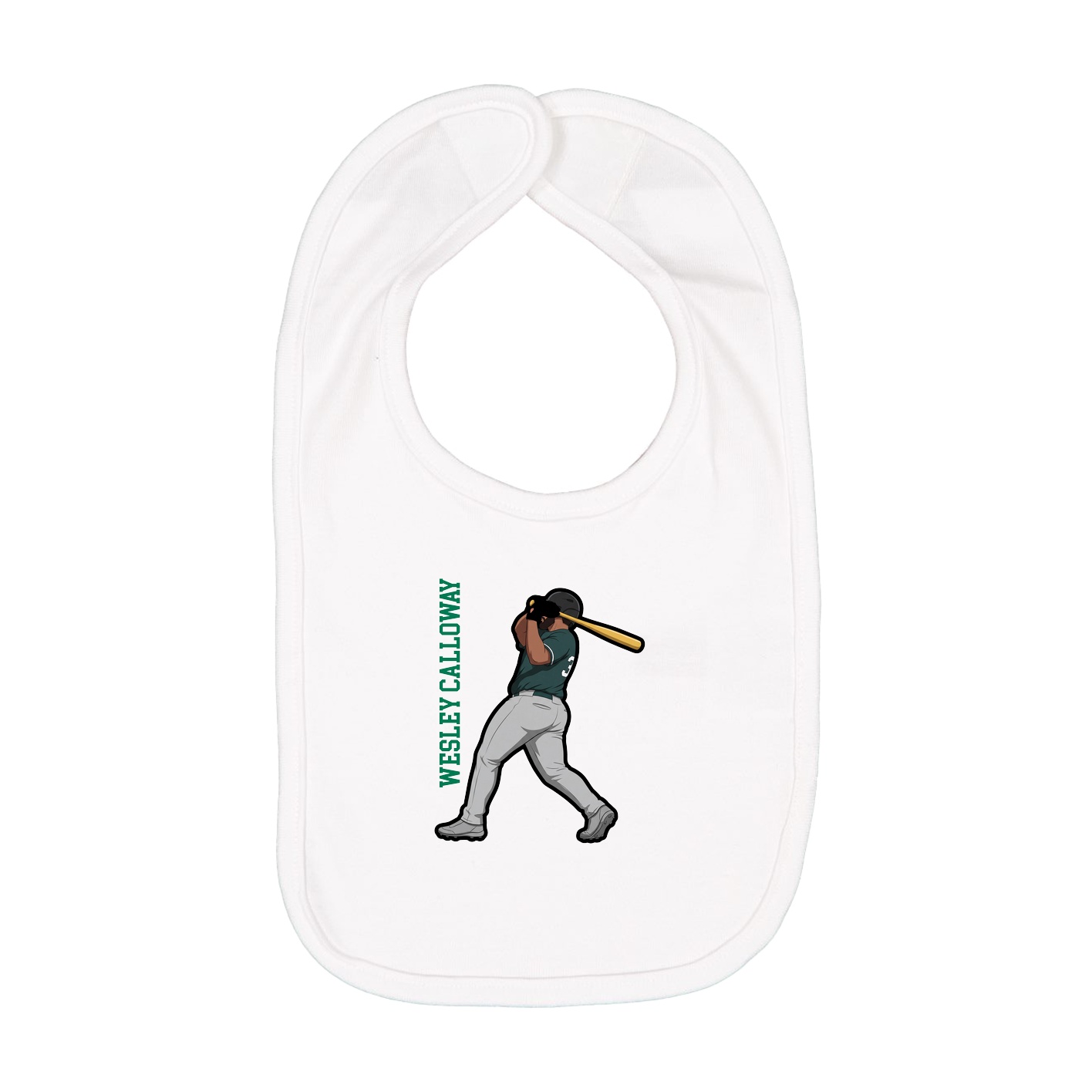 Infant Bib — Name Vertical in White