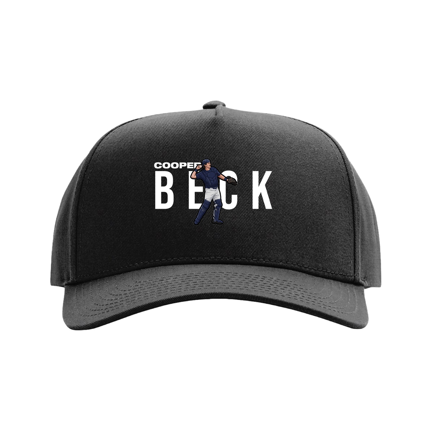 Full Fabric Five-Panel Champ Cap — Player Name in Black