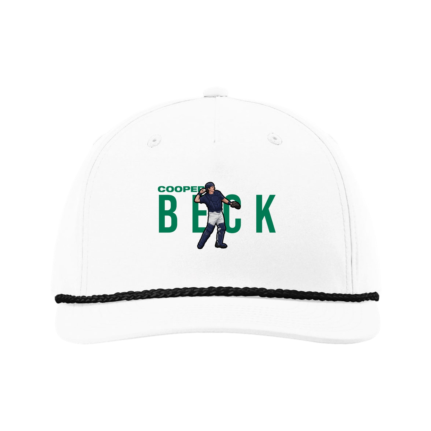 Five-Panel Classic Rope Cap — Player Name in White