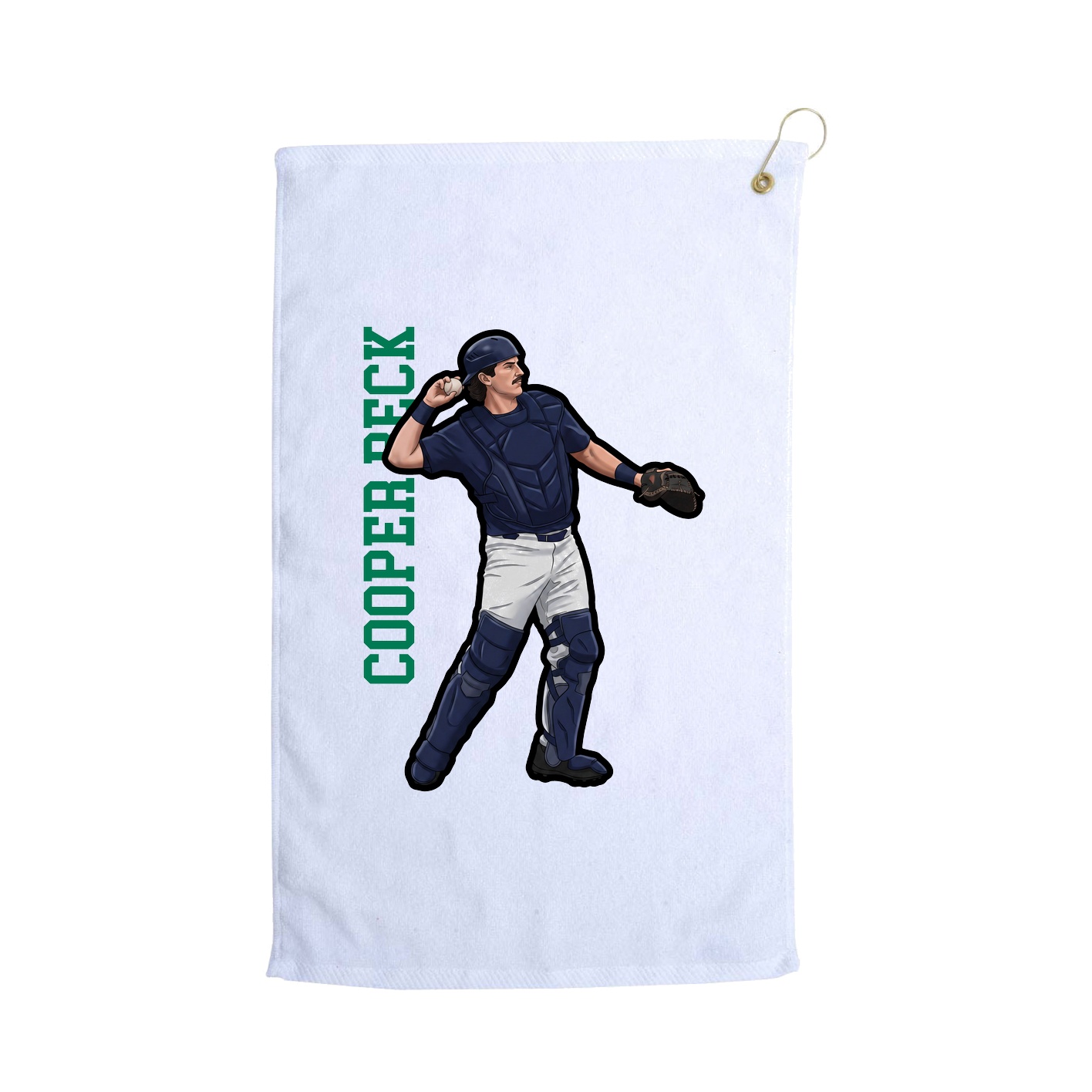 Golf Towel — Name Vertical in White