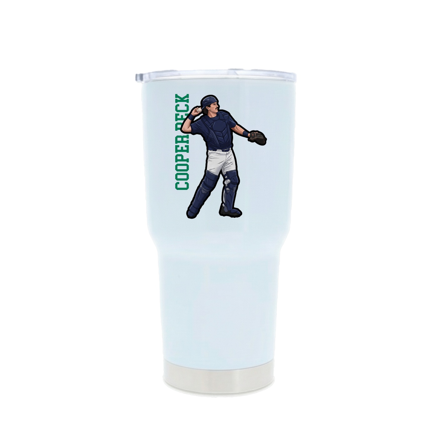 30oz Stainless Steel Tumbler — Name Vertical in White