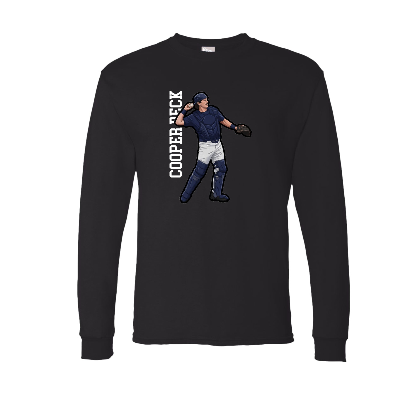 Long Sleeve Tee — Name Vertical in Black