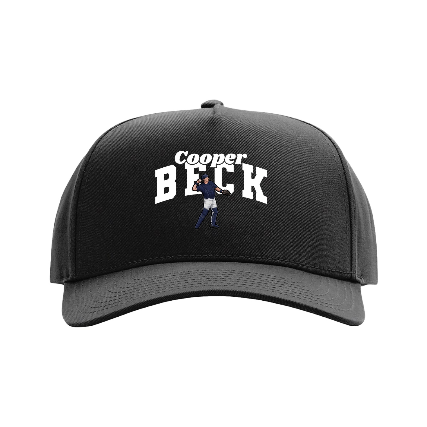Full Fabric Five-Panel Champ Cap — Signature Arch in Black
