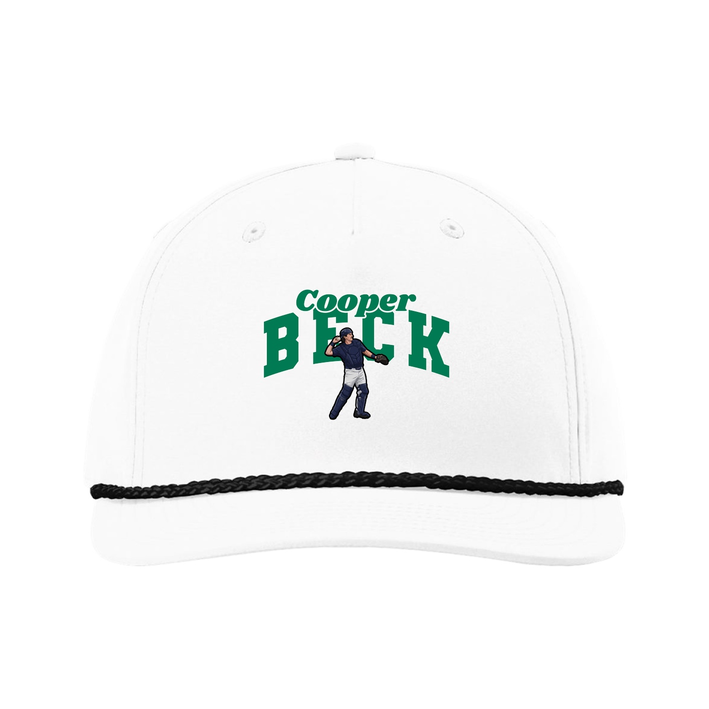 Five-Panel Classic Rope Cap — Signature Arch in White