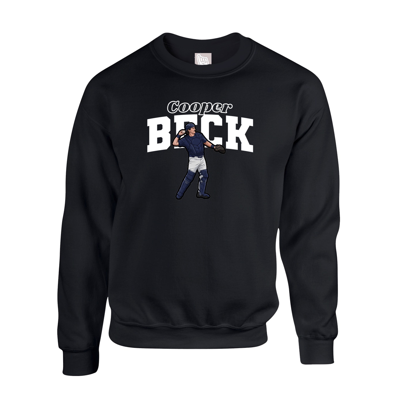 Fleece Crew — Name Arch in Black