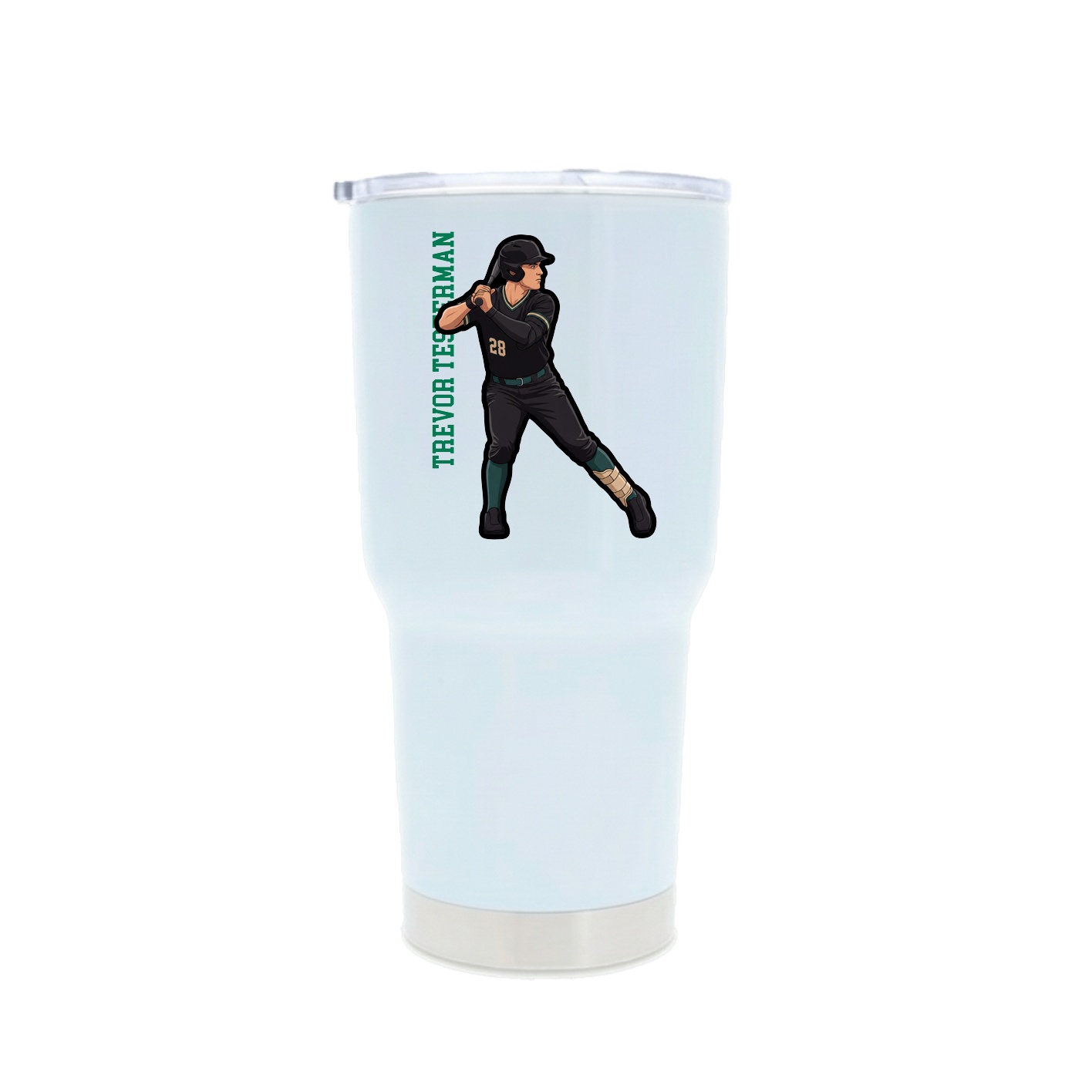 30oz Stainless Steel Tumbler — Name Vertical in White