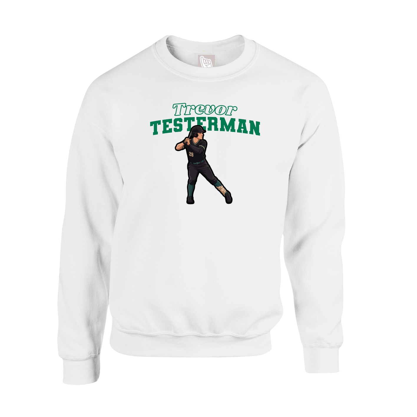Fleece Crew — Name Arch in White