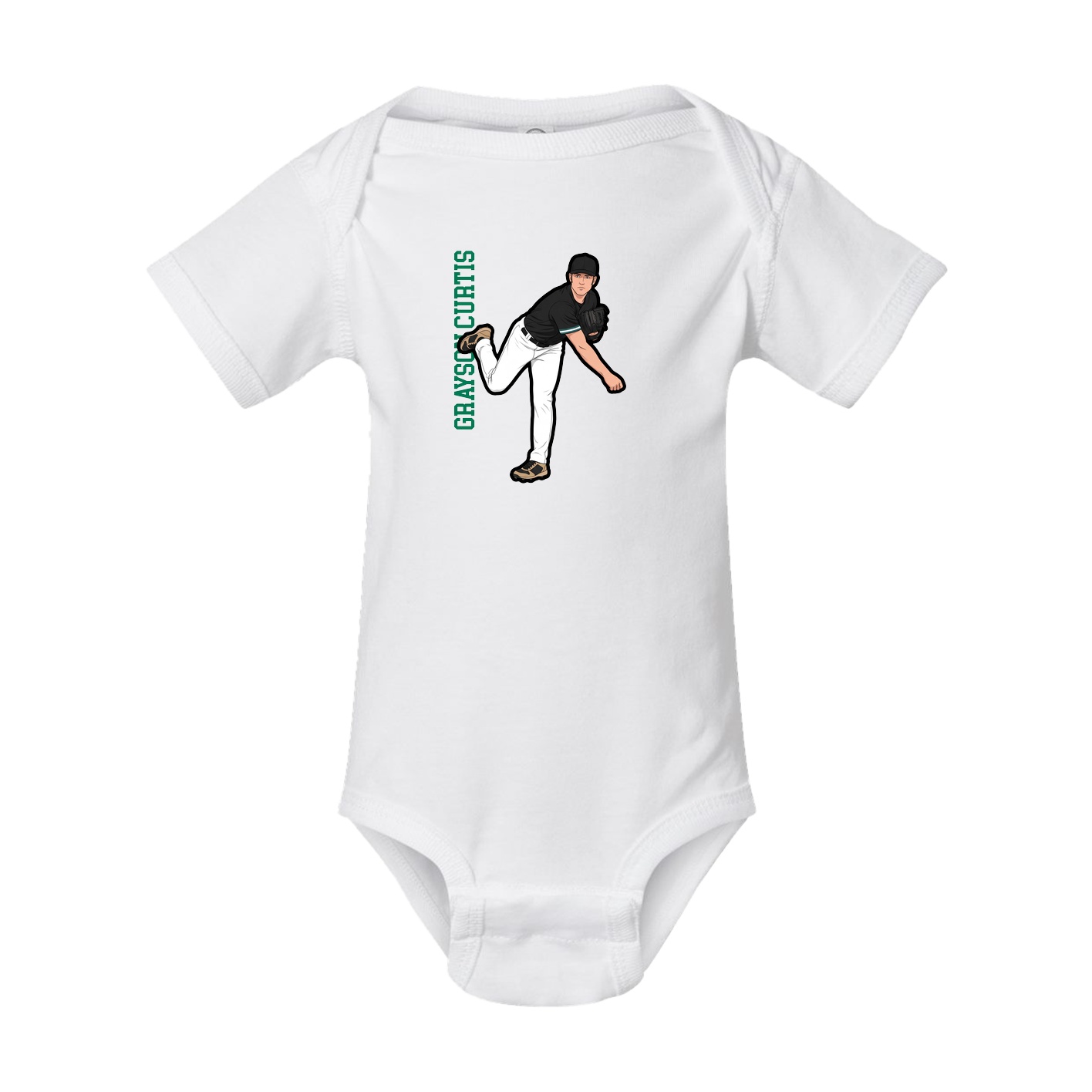Baby Onesie — Name Vertical in White