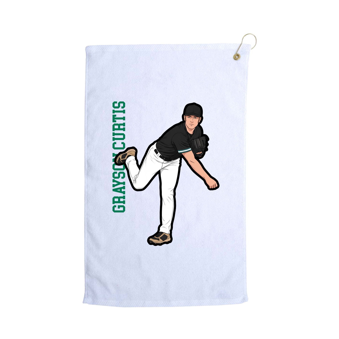 Golf Towel — Name Vertical in White