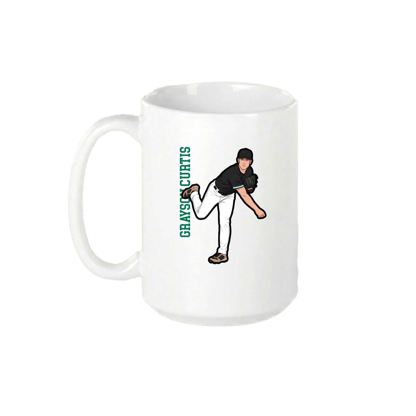 15oz Coffee Mug — Name Vertical in White
