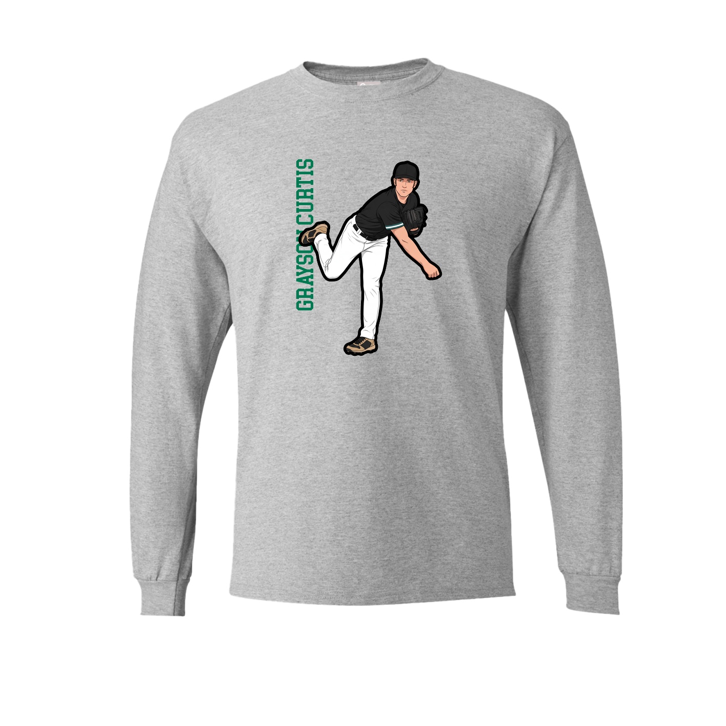 Long Sleeve Tee — Name Vertical in Grey