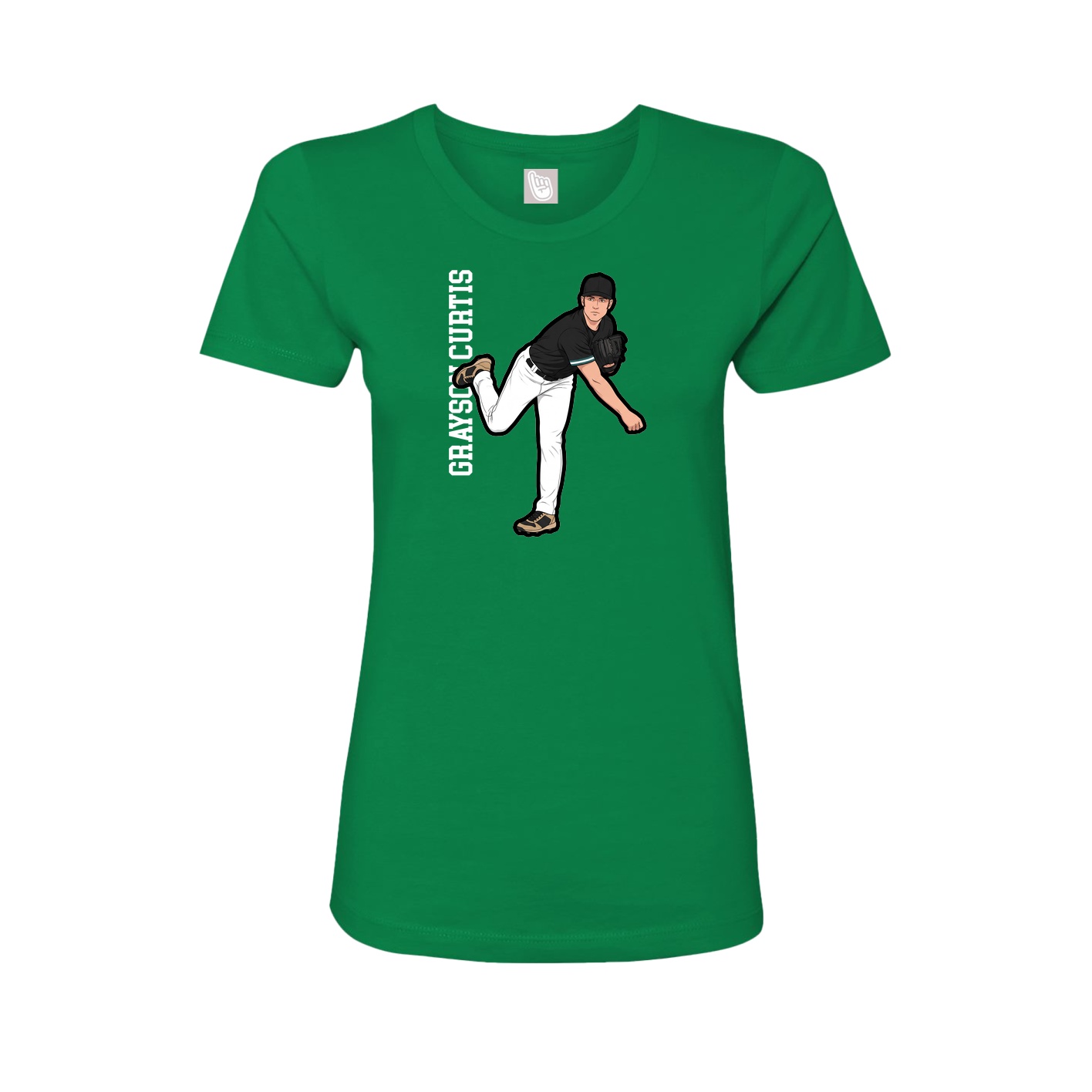 Fitted Women's Tee — Name Vertical in Green