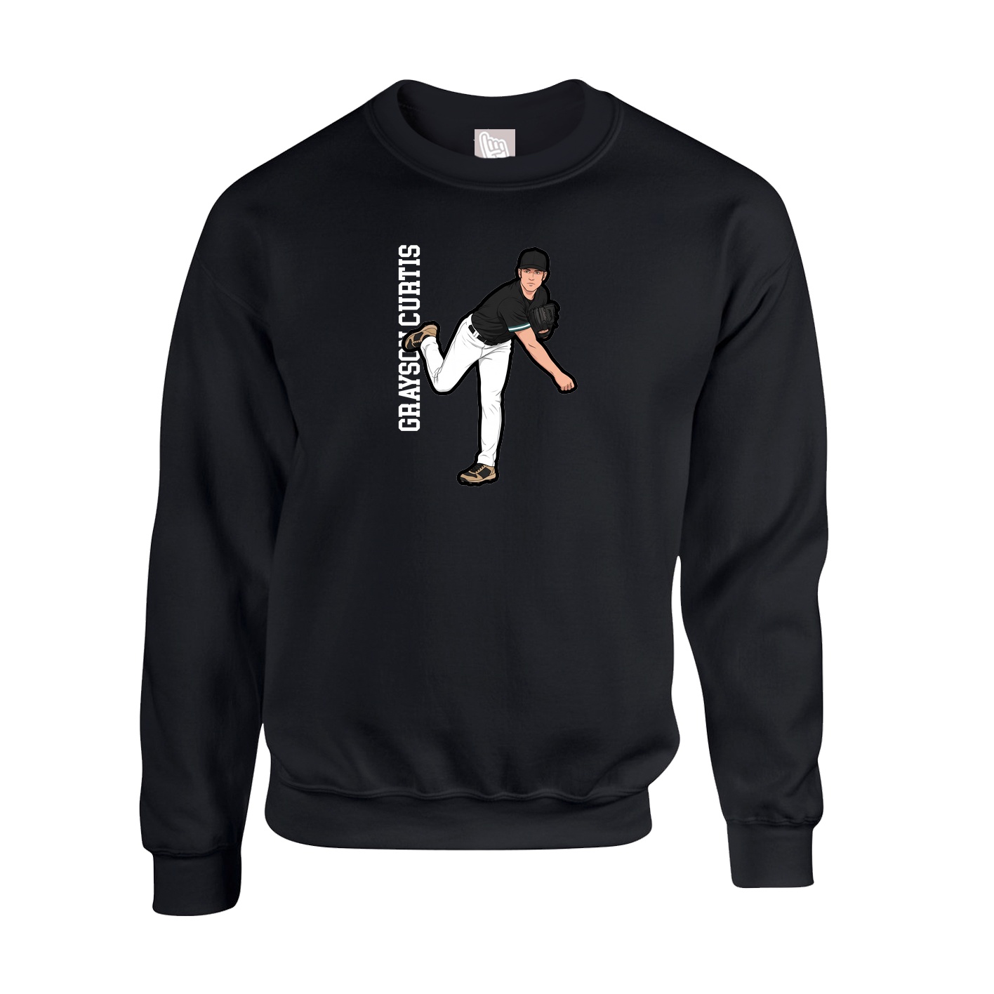 Fleece Crew — Name Vertical in Black