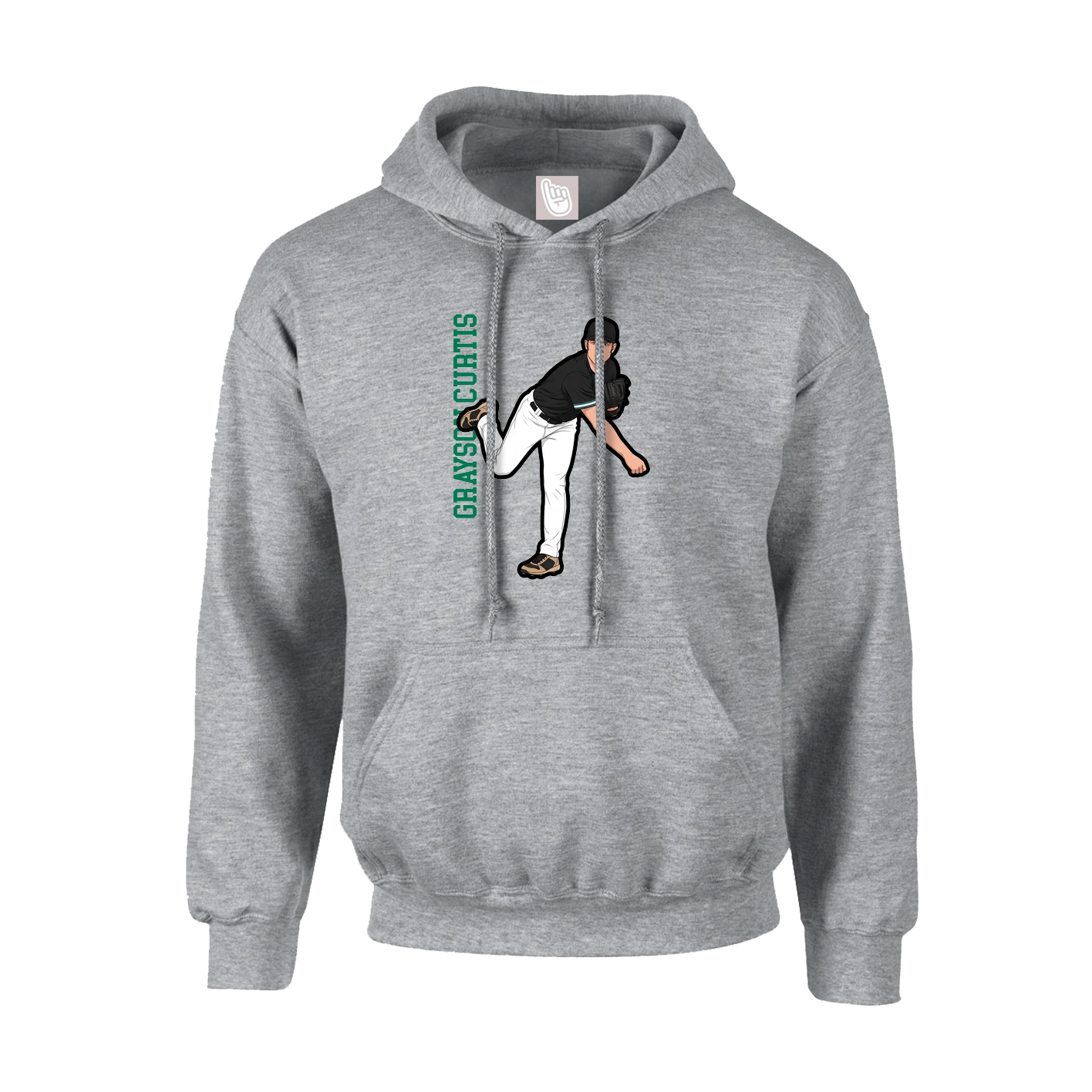 Youth Hoodie — Name Vertical in Grey