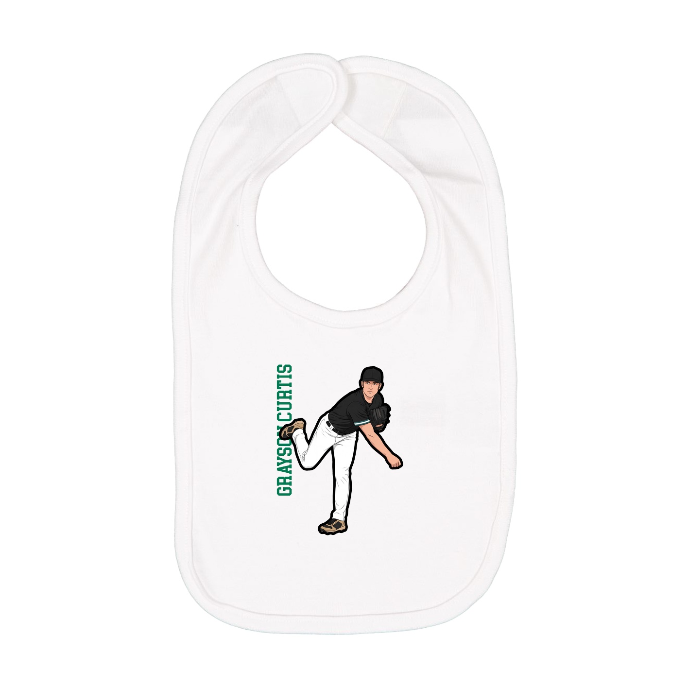 Infant Bib — Name Vertical in White