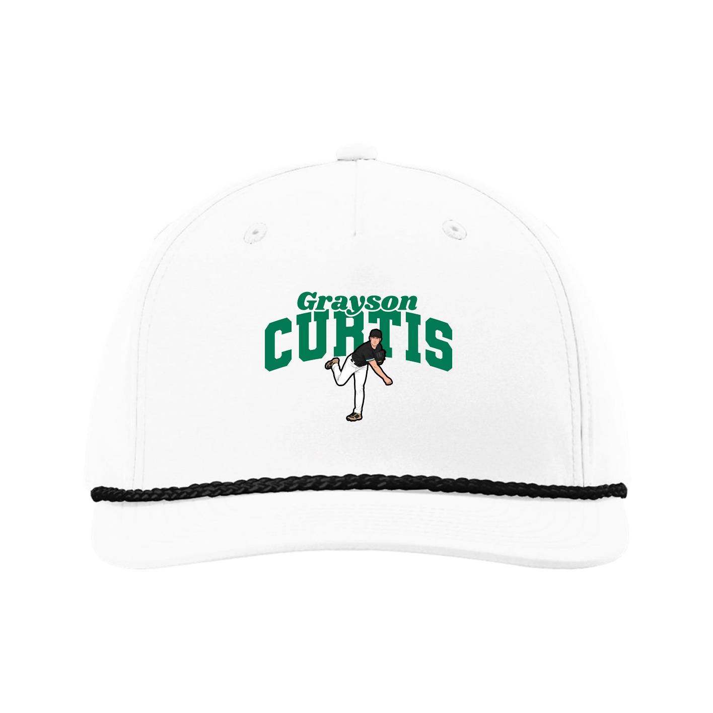 Five-Panel Classic Rope Cap — Signature Arch in White