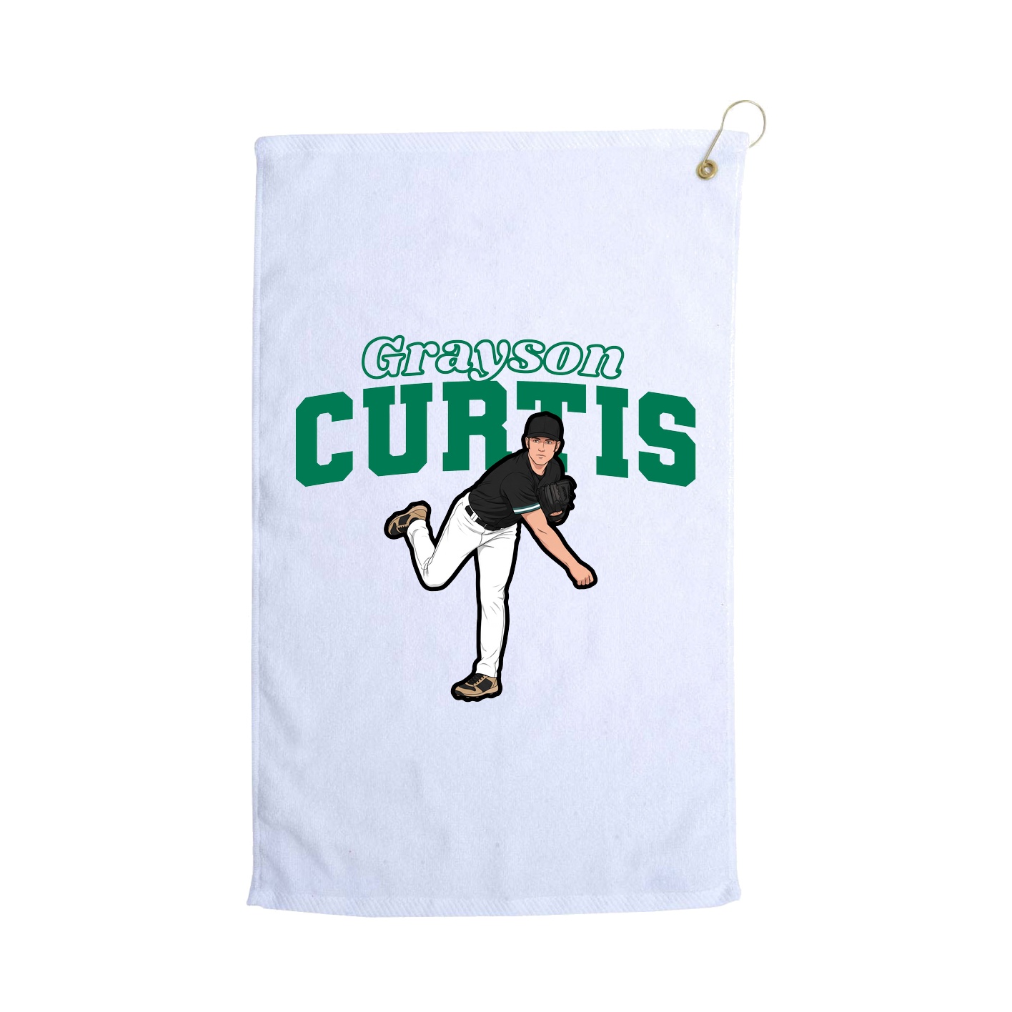 Golf Towel — Name Arch in White