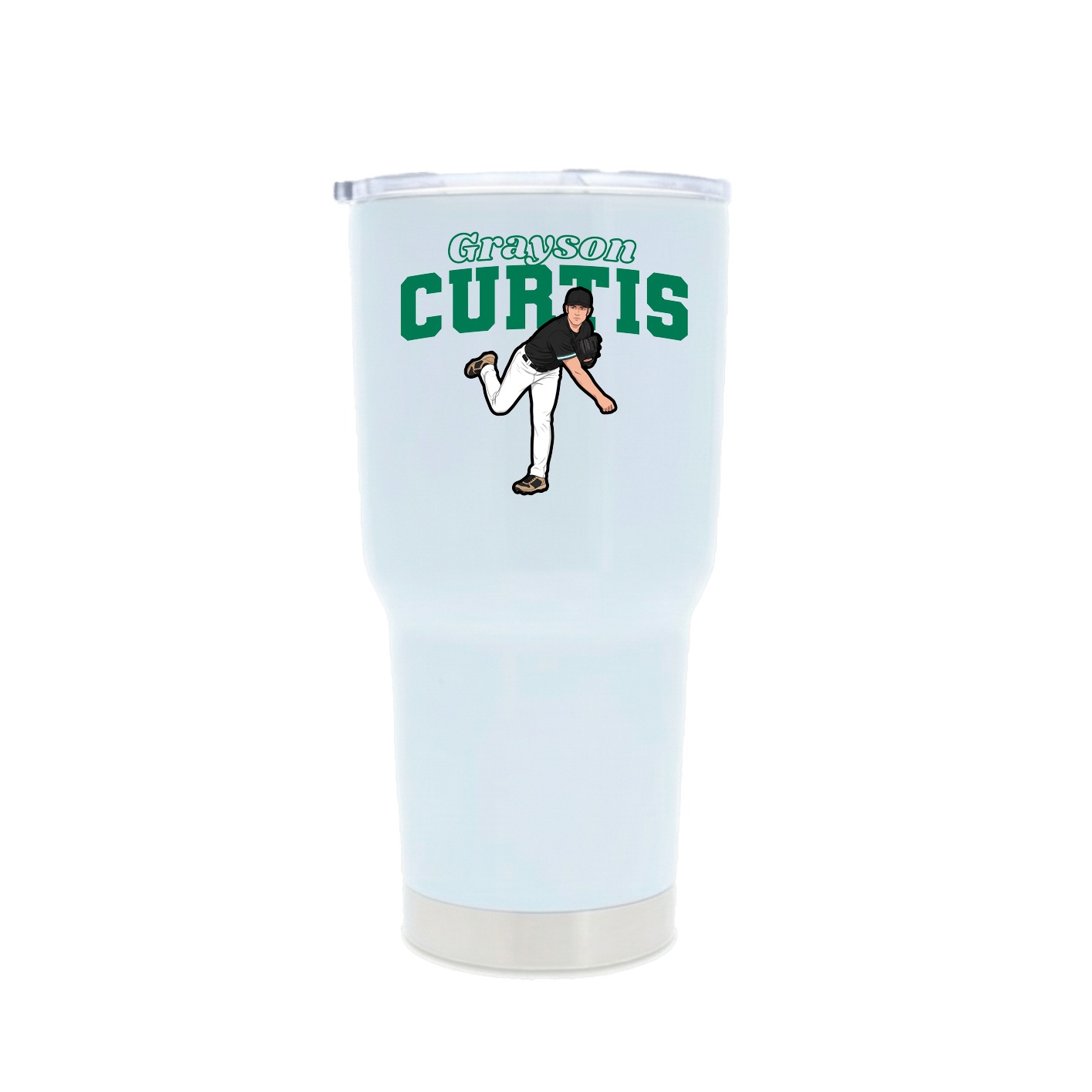30oz Stainless Steel Tumbler — Name Arch in White