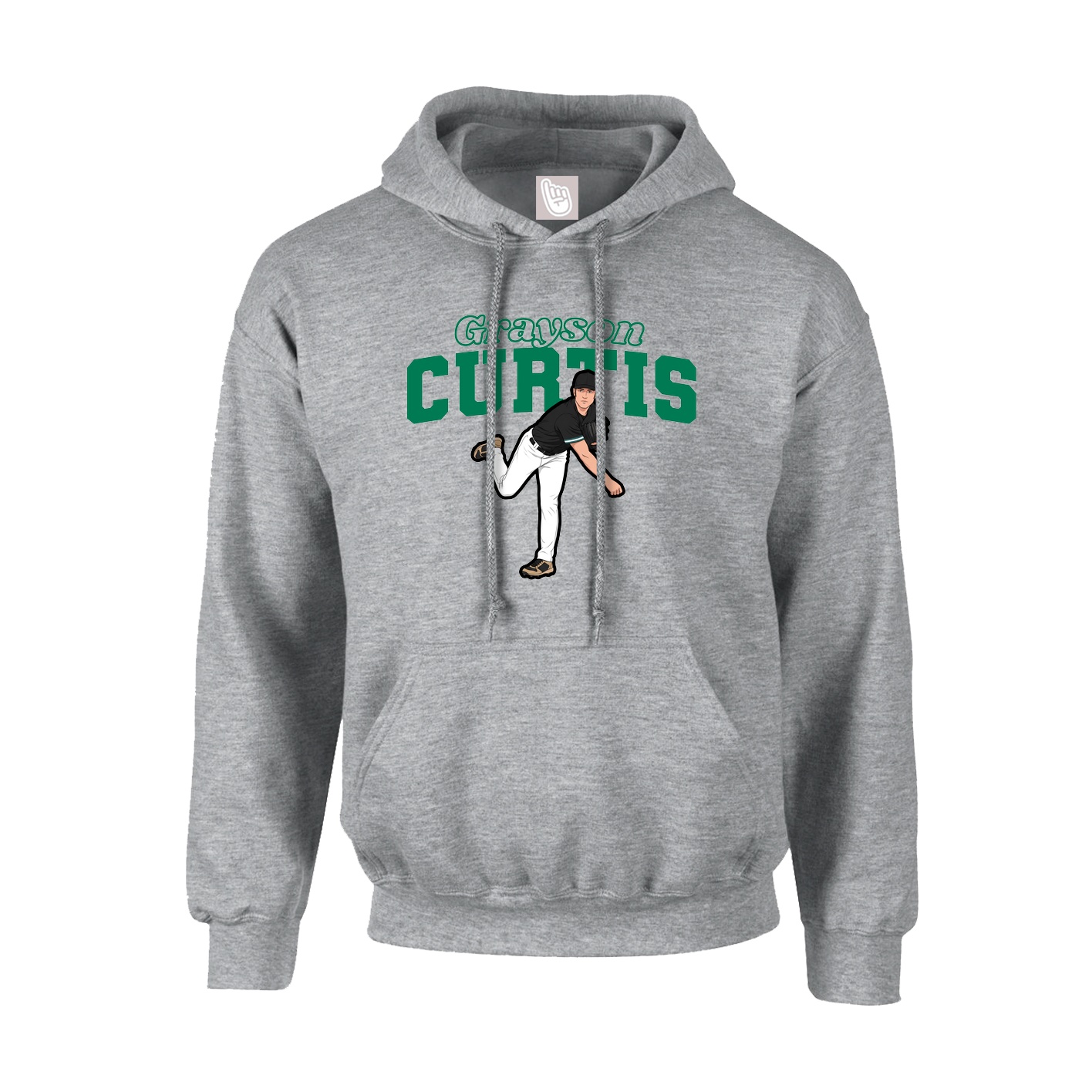 Youth Hoodie — Name Arch in Grey