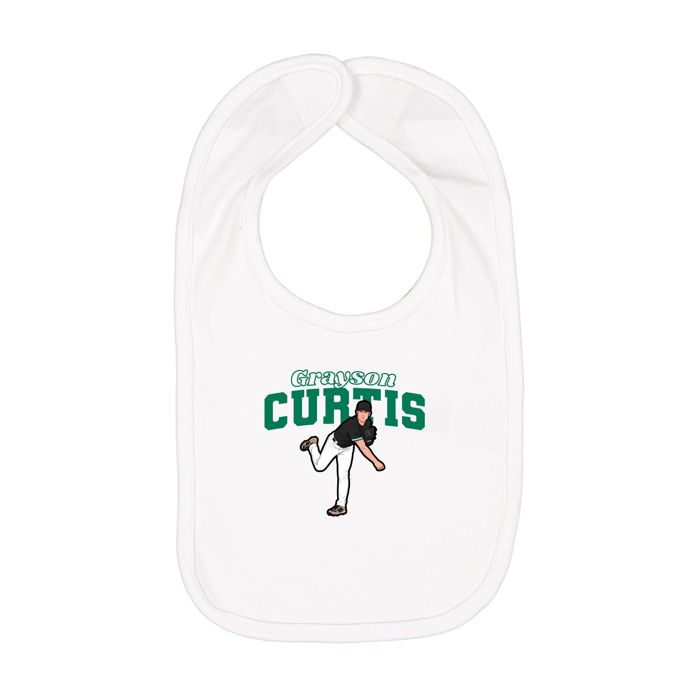 Infant Bib — Name Arch in White