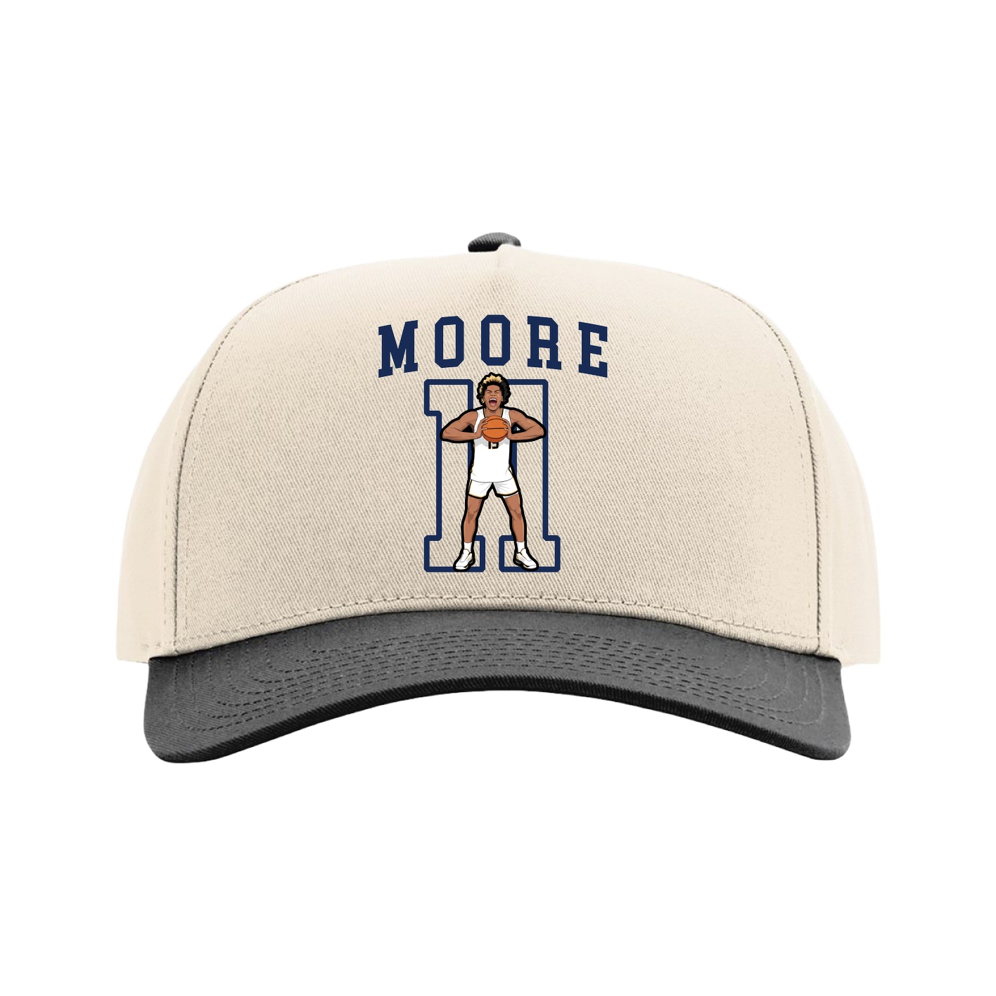 Full Fabric Five-Panel Champ Cap — Shirsey in Cream/Black