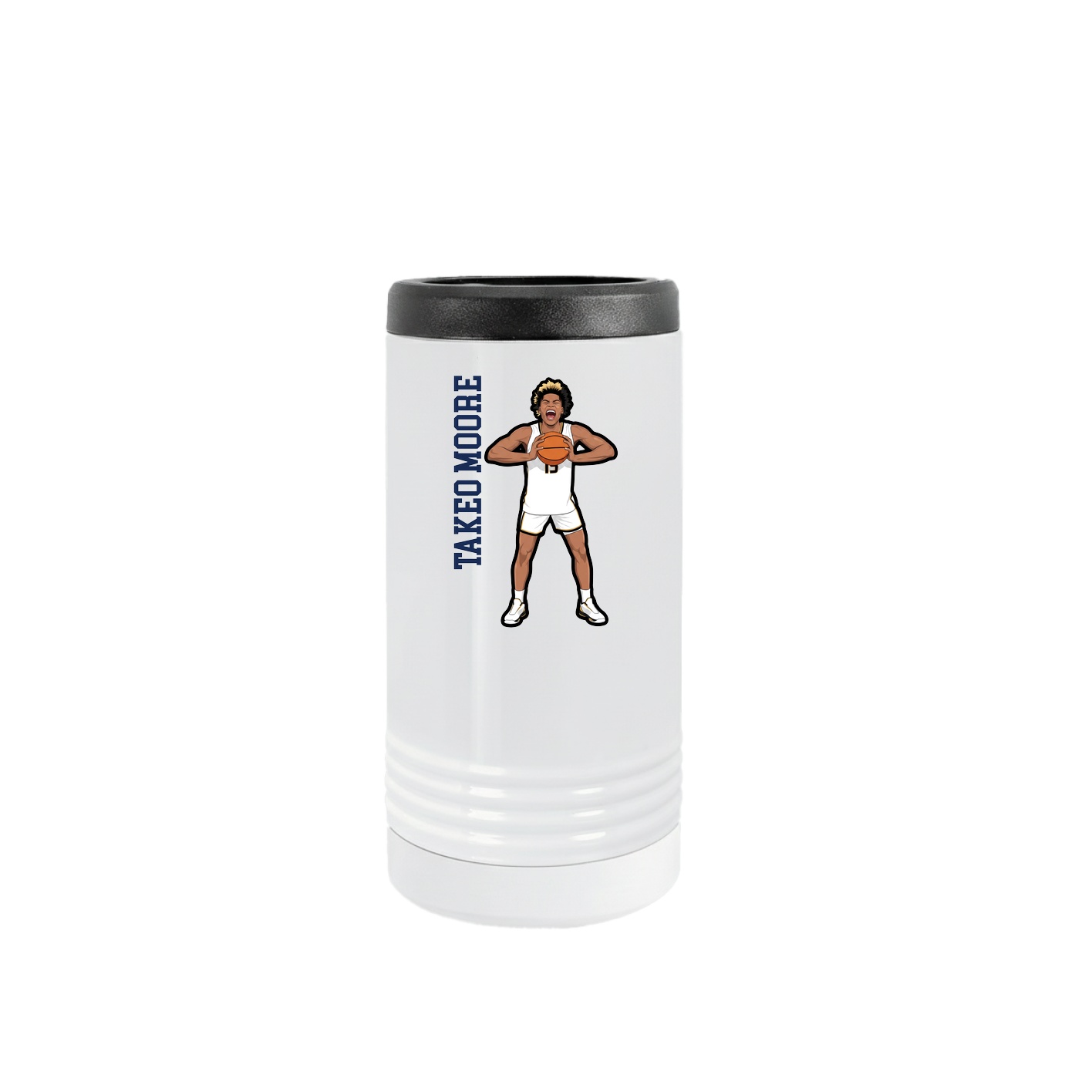 Slim Beverage Holder — Name Vertical in White