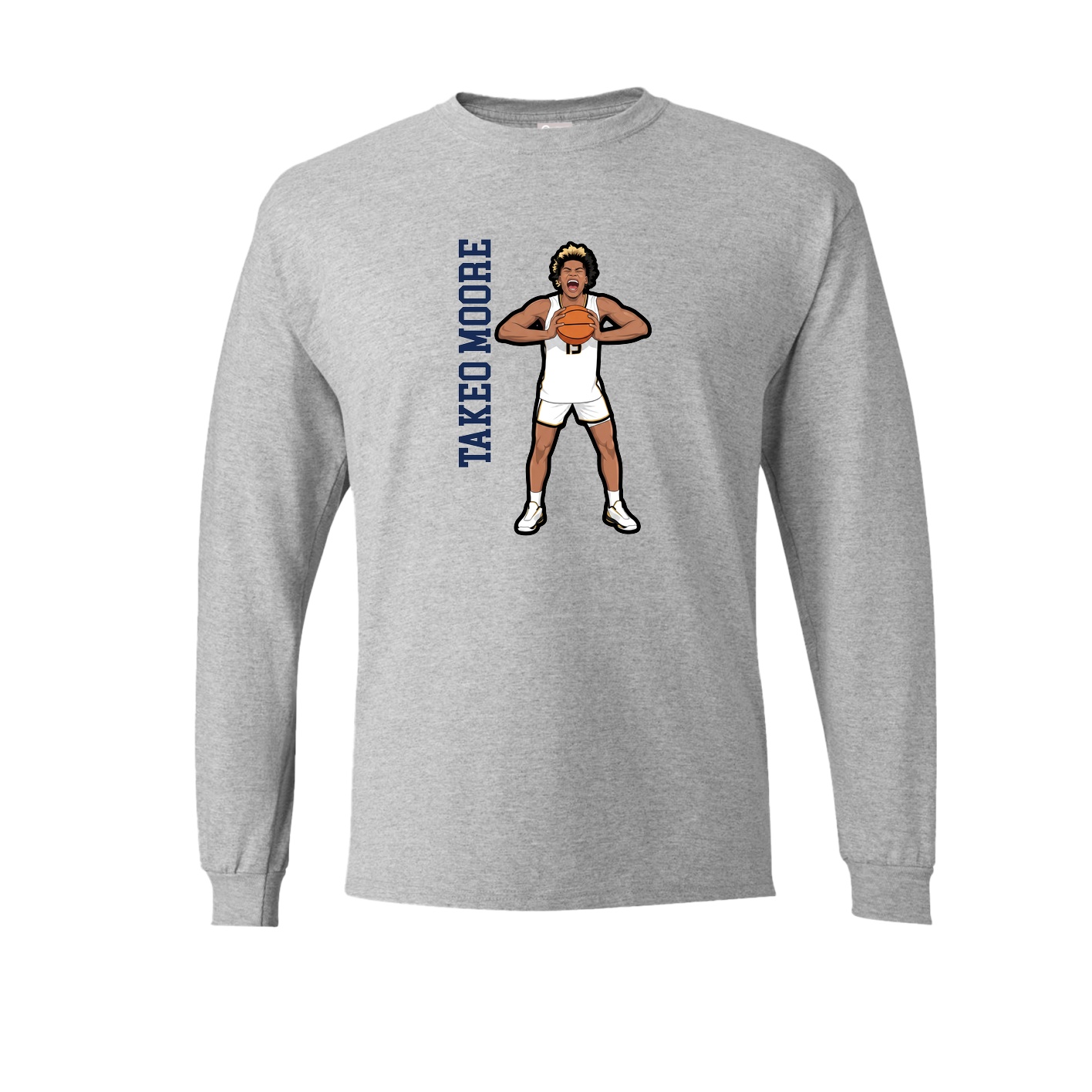 Long Sleeve Tee — Name Vertical in Grey