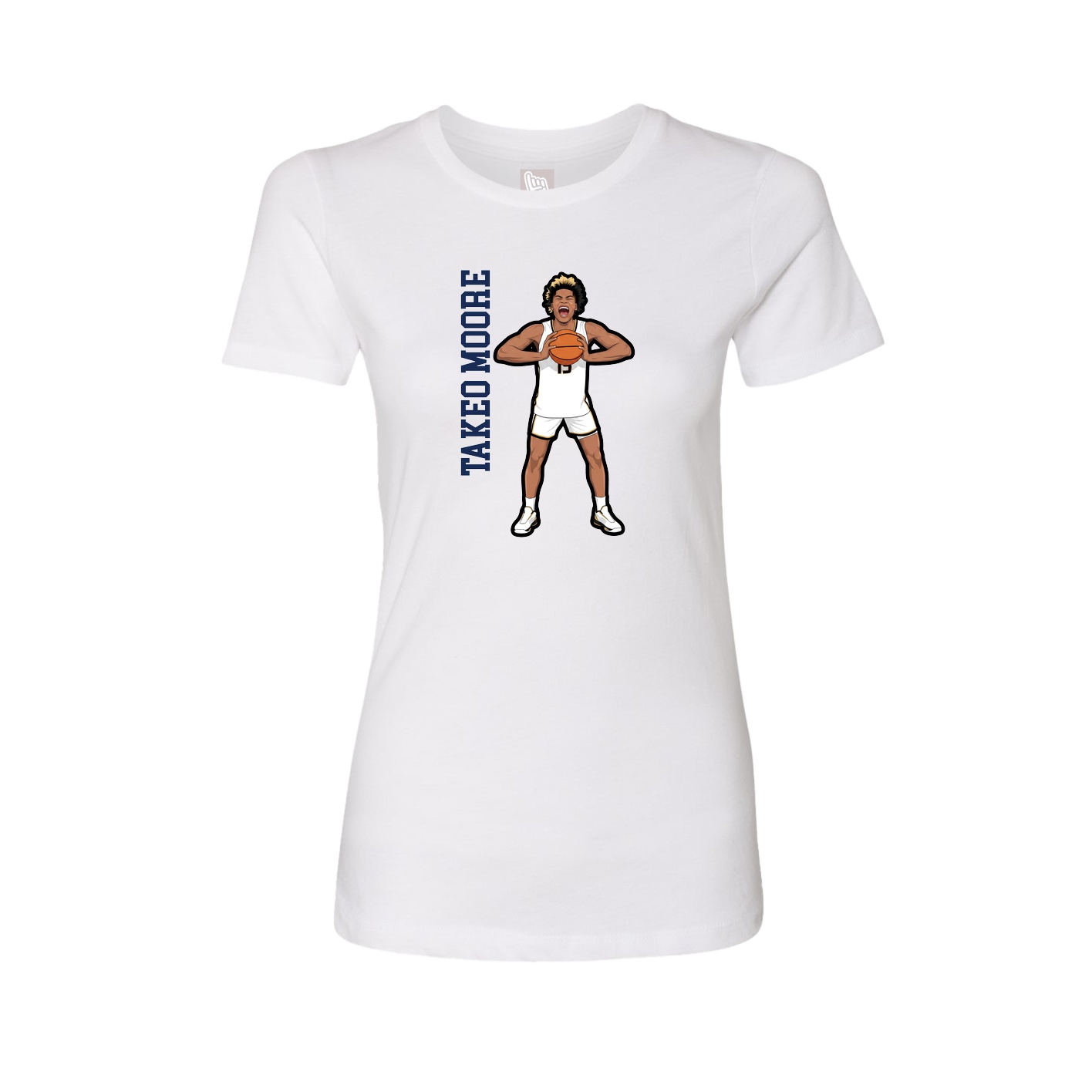 Fitted Women's Tee — Name Vertical in White