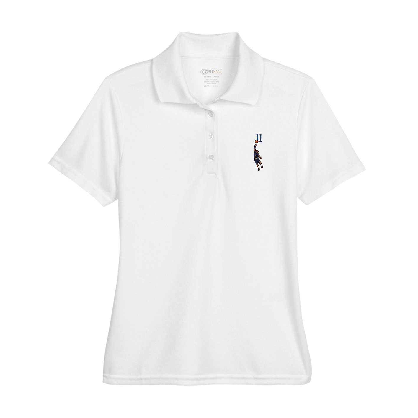 Womens Performance Polo — Number Top in White